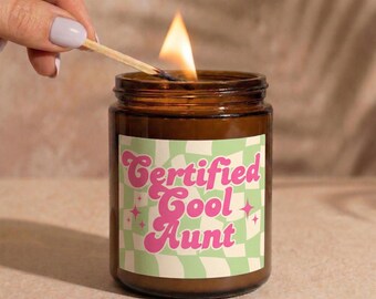Certified Cool Aunt Candle, Mothers Day Gift for Aunt, Groovy Auntie Birthday Gift, Retro Aesthetic Candle, Favorite Auntie Gift from Niece