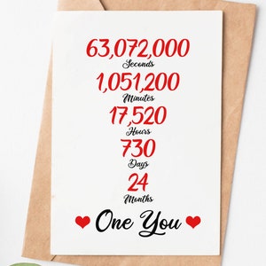2nd Anniversary Card For Him Or Her, Cotton Anniversary Card For Husband Wife, Second Anniversary Gift For Boyfriend Girlfriend Men Women