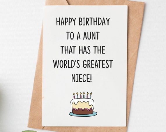 Happy Birthday Card For Aunt From Niece Auntie Funny Birthday Etsy Australia