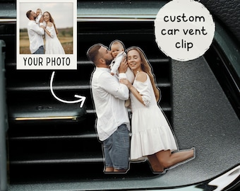 Family Photo Car Vent Clip, Custom Picture Car Visor Clip, Personalized Mothers Day Gift from Husband, Wife Birthday Gift, Anniversary Gift