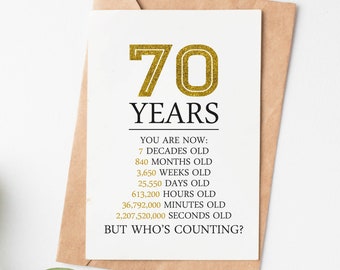 Happy 70th Birthday Card, 70th Birthday Gift For Women Men, 70 Years But Who'S Counting Funny Greeting Card Mom Dad Aunt Uncle