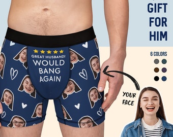 Funny Boxer Briefs, Personalized Valentines Day Gift for Husband, Naughty Cotton Anniversary Gift for Him, Boyfriend Birthday Gift