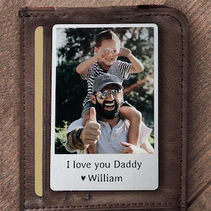 Personalisiertes Vatertagsgeschenk von Kindern, ich liebe dich Papa Metall Brieftasche Karte, Papa Geburtstagsgeschenk von Tochter oder Sohn, einzigartiges Papa Andenken