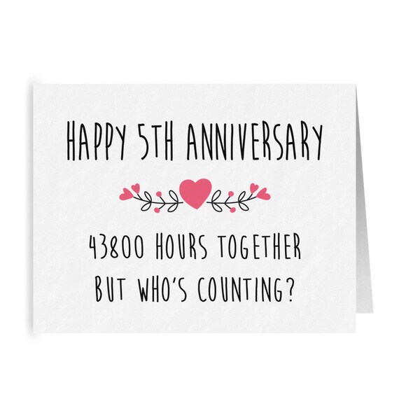 Funny 5th Anniversary Card for Husband Wife, 5 Year Anniversary