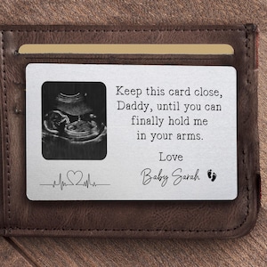 Dad To Be metalen portemonneekaart, gepersonaliseerd 1e vaderdagcadeau voor vader, verjaardagscadeau vader van baby, cadeau nieuwe vader, echografie aandenken