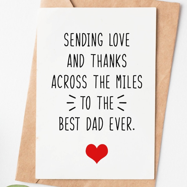 Long Distance Relationship Card For Dad, Fathers Day Card From Daughter, Best Dad Ever Card, Dad Birthday Card, Fathers Day Gift For Him