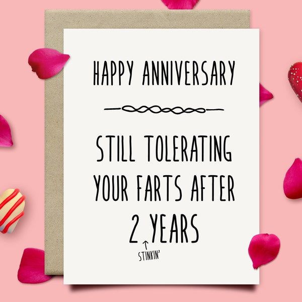 Funny 2nd Anniversary Card For Husband Or Boyfriend, Cotton Anniversary Gift For Him, 2 Year Anniversary Gift For Boyfriend