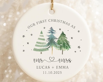 First Christmas Married Ornament Personalized, 1st Christmas As Mr and Mrs Ornament, Newlywed Couple Ornament 2025, Custom Wedding Ornament