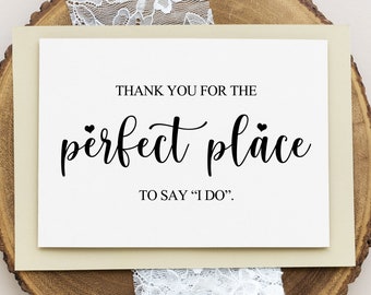 Wedding Place Thank You Card, Perfect Place To Say I Do Appreciation Card, Wedding Venue Thank You Card, Wedding Vendor Thank You Gift