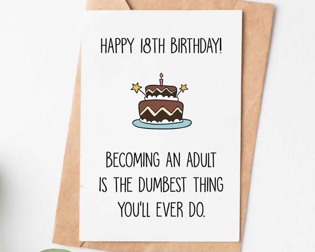 Funny 18th Birthday Card for Girl or Boy, Daughter Birthday Card, 18th ...