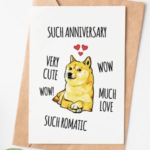 Shiba Inu Anniversary Card, Funny Dog Anniversary Card, Internet Meme Anniversary Gift For Husband Boyfriend, Paper Anniversary Gift For Him