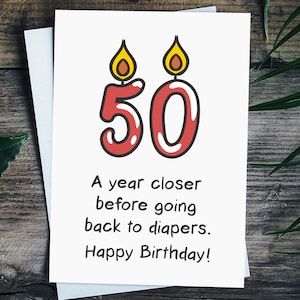 50th Birthday Card, Funny 50th Birthday Gift For Women Men, 50th Rude Birthday Card For Husband, Wife, Sister, Brother, Aunt, Uncle