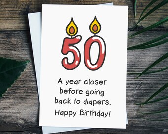 50th Birthday Card, Funny 50th Birthday Gift For Women Men, 50th Rude Birthday Card For Husband, Wife, Sister, Brother, Aunt, Uncle