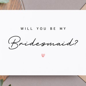 Will You Be My Bridesmaid Card, Bridesmaid Proposal Card, Minimalist Wedding Card, Bridal Party Card, Bachelorette Card, Wedding Shower Card