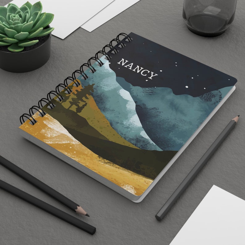 Personalized Journal, Mountain Spiral Notebook, Custom Name Diary, Motivational Planner, Ruled Line Notebook, Personalized Gift for Him Her image 8