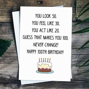 That Makes You 100 Birthday Card, Funny 100th Birthday Card For Great Grandma, Great Grandpa, 90th Birthday Gift For Women Men