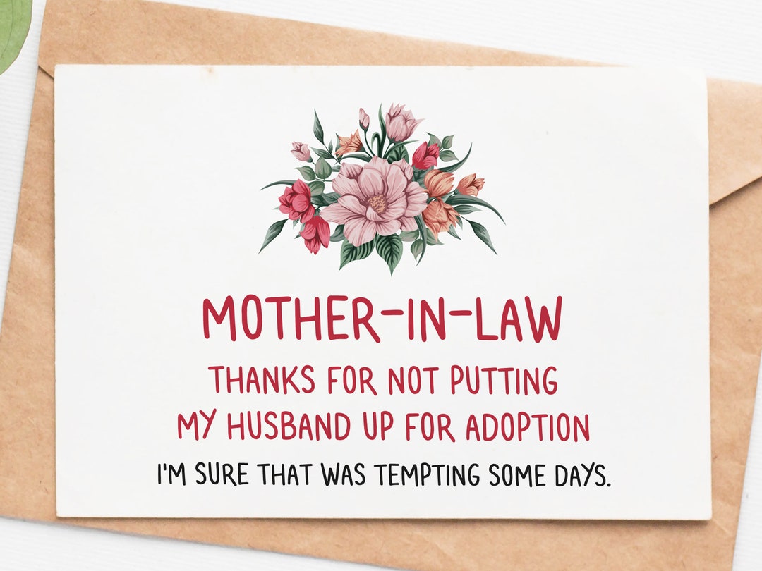 Mothers Day Card for Mother in Law, Mother in Law Gift, Thank You Card ...