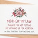 Mothers Day Card for Mother in Law, Mother in Law Gift, Thank You Card ...