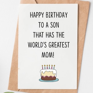 Happy Birthday Card For Son From Mom, Son Funny Birthday Card, Son Birthday Gift From Mom, Mother Son Gift