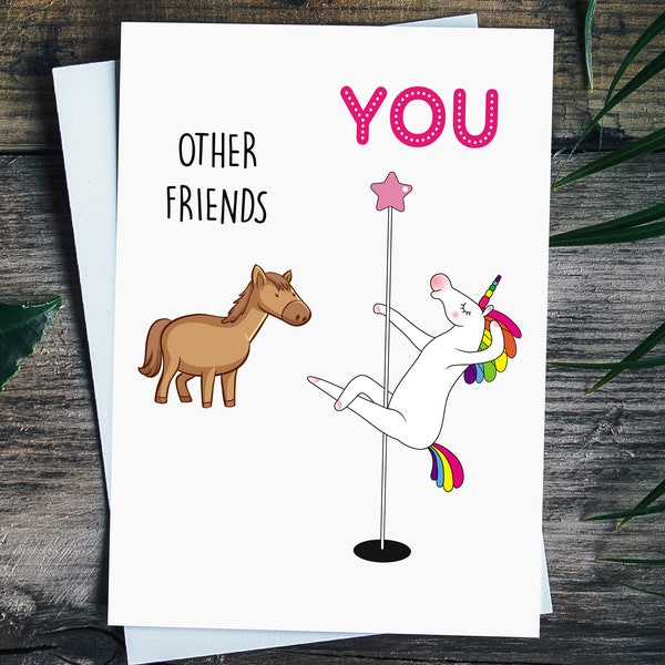 Funny Unicorn Best Friend Birthday Card, Bff Christmas Card, Bff Friendship Gift, Best Friend Birthday Gift, Greeting Card For Bestie