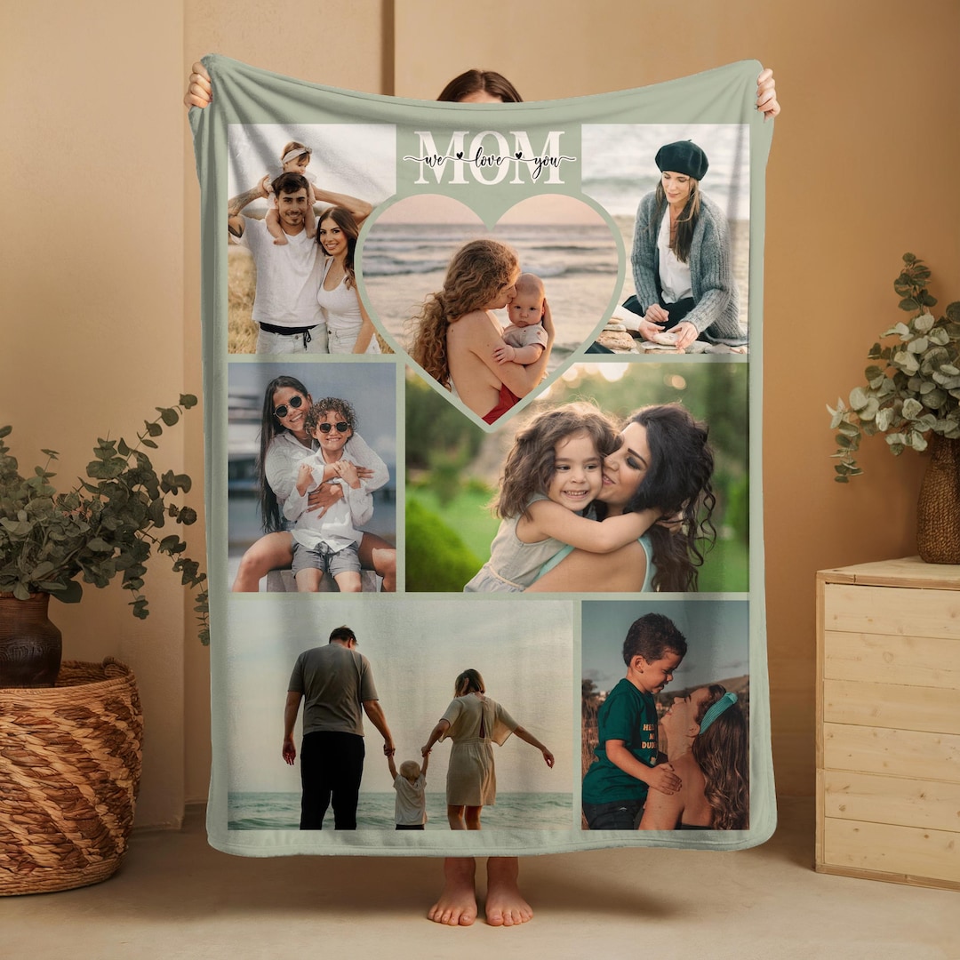 Mom Custom Blanket, Personalized Mothers Day Gift, Kids Photo Blanket ...