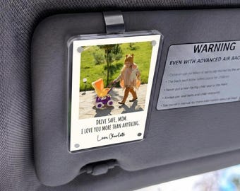 Drive Safe Mom Custom Photo Car Visor Clip, Personalized Mothers Day Gift from Kids, Mom Birthday Gift from Daughter Son, Mama Gift