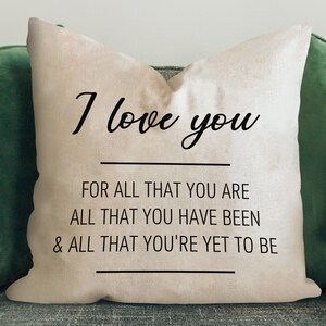I Love You Throw Pillow Cover, Romantic Anniversary Gift for Him, Boyfriend Birthday Gift, Christmas Gift for Husband, Bedroom Decor