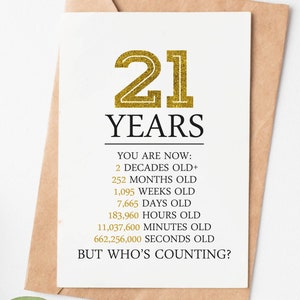Happy 21st Birthday Card, 21st Birthday Gift For Her Or Him, 21 Years But Who&#39;S Counting Funny Greeting Card Best Friend Sister Brother