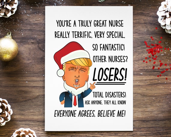 Nurse Christmas Card, Funny Trump Christmas Card, Xmas Holiday Greeting Cards For Rn Nurse, Nurse Christmas Gift, Future Nurse Gift
