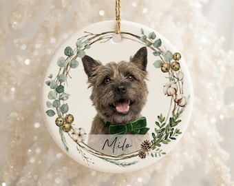 Custom Dog Portrait Christmas Ornament, Personalized Dog Photo Bauble, Dog Lover Holiday Decor, Dog Memorial Keepsake, Pet Lover Gift