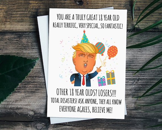 18th Birthday Card For Daughter And Son, President Trump Birthday Card, Funny 18th Birthday Gift Girl And Boy, 18th Sister Birthday Card
