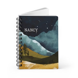Personalized Journal, Mountain Spiral Notebook, Custom Name Diary, Motivational Planner, Ruled Line Notebook, Personalized Gift for Him Her image 4