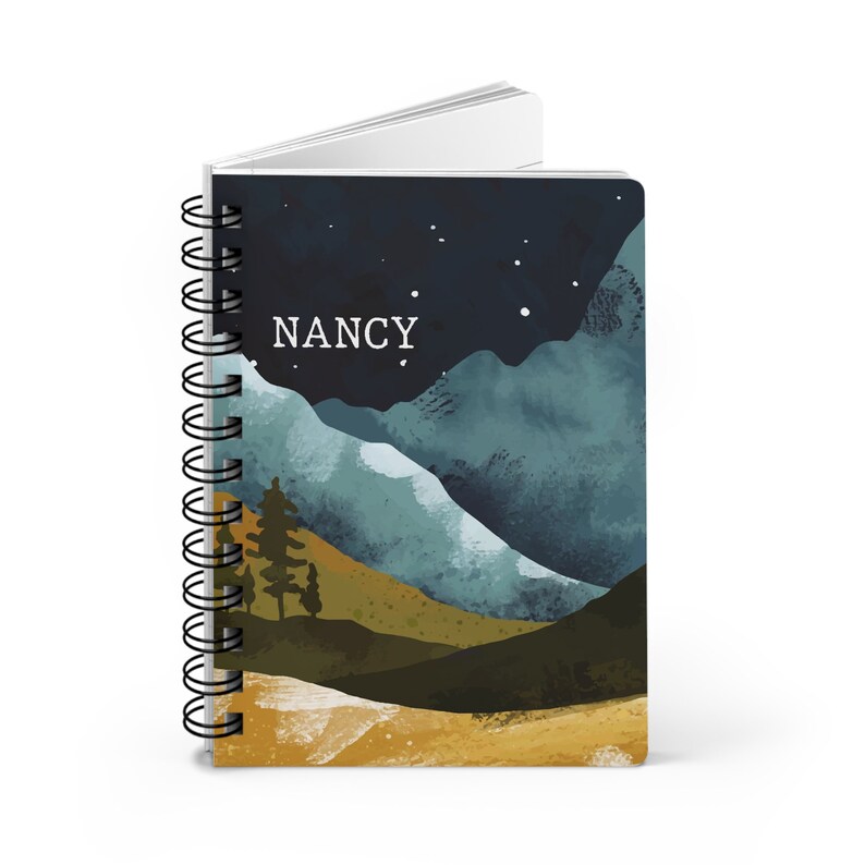 Personalized Journal, Mountain Spiral Notebook, Custom Name Diary, Motivational Planner, Ruled Line Notebook, Personalized Gift for Him Her image 4