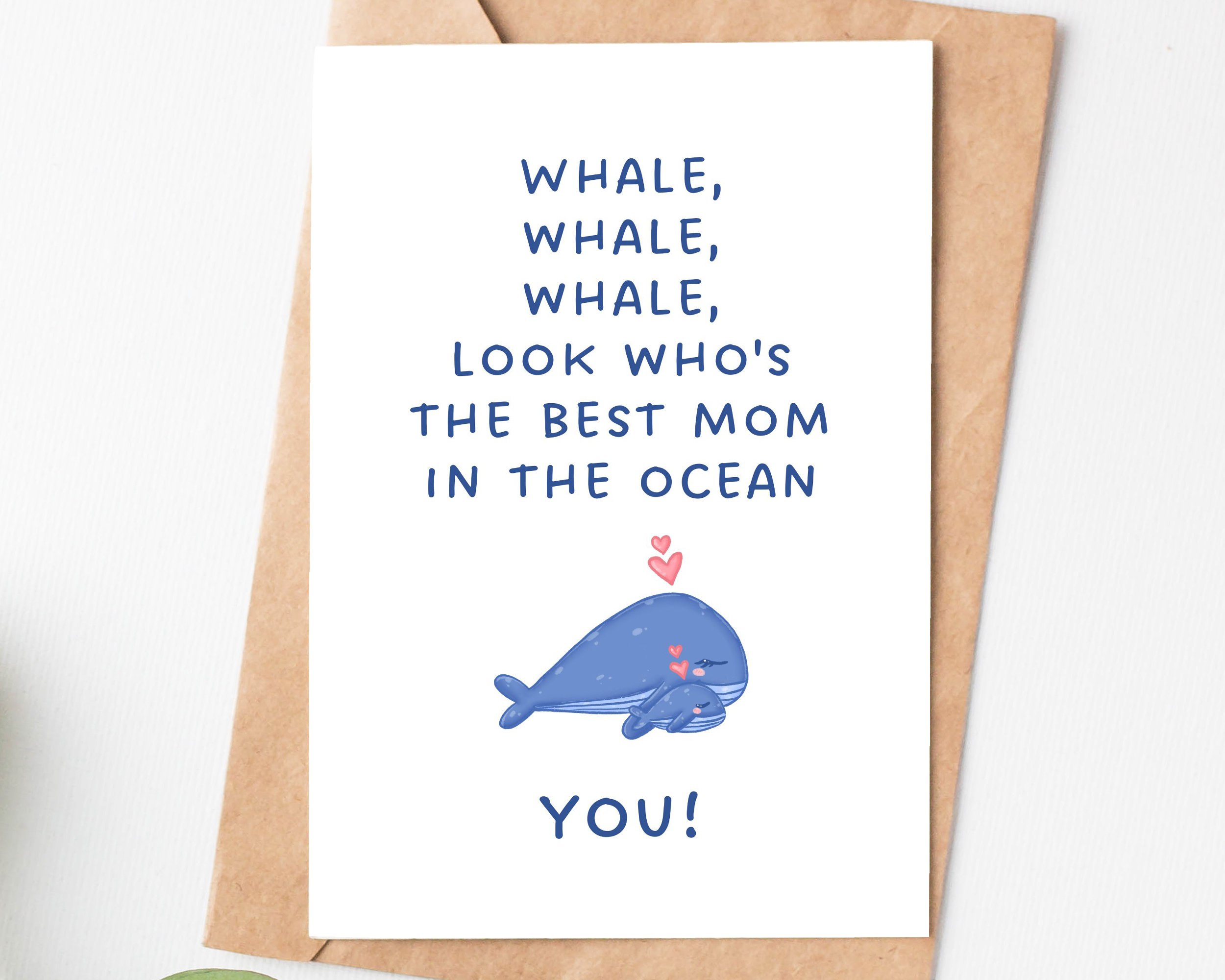 Whale Pun Mothers Day Card for Mom, Funny Mum Birthday Card From ...