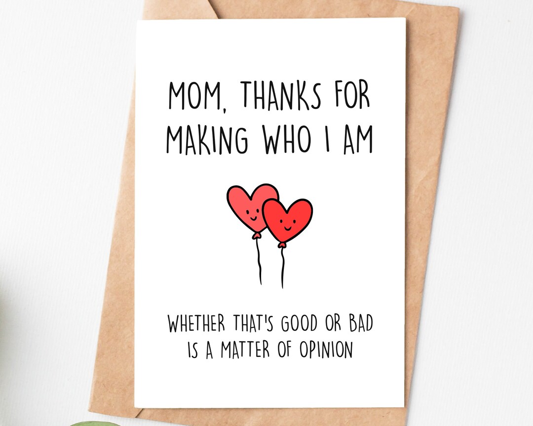 Thank You Card for Mom, Funny Mothers Day Card, Sarcastic Mom Birthday ...