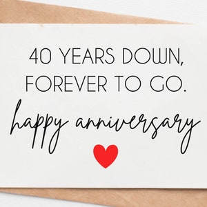 40th Wedding Anniversary Card For Husband Wife, 40 Year Anniversary Card For Men Women, Ruby Anniversary Gift For Him Her