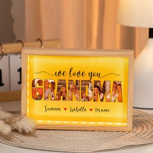Custom Grandma Photo Light Box, Personalized Mothers Day Gift, Nana Photo Lamp, Grandmother Night Light, Mom Light Up Frame, Led Night Light