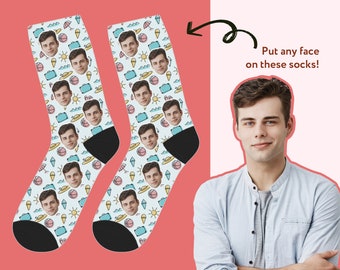 Funny Travel Gift, Custom Face Socks, Personalized Socks, Christmas Gift for Travelers, Stocking Stuffer, Secret Santa Gift for Men Women