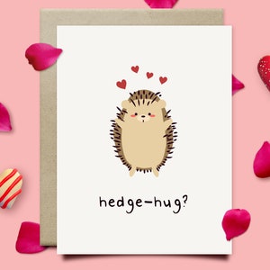 Hedgehog Love Card, Animal Pun Valentines Day Card For Him Or Her, Cute Valentines Gift, Romantic Anniversary Card For Men Or Women