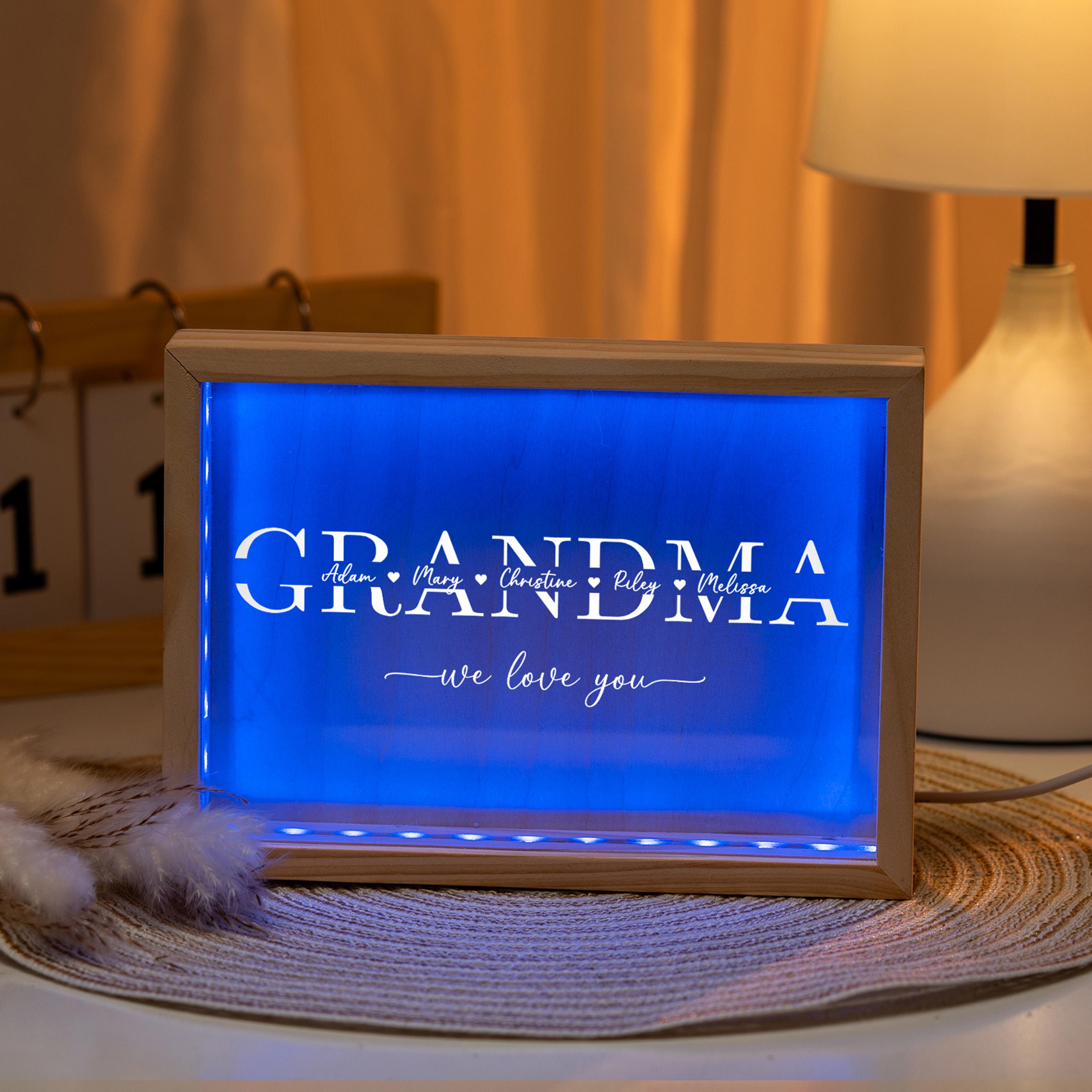 Regalo per la festa della mamma per la nonna, luce notturna personalizzata per la nonna, cornice luminosa personalizzata per la nonna, regalo di compleanno per la nonna, luce notturna a LED per