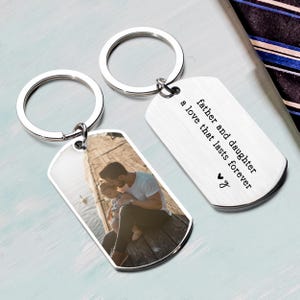 Regalo para padre e hija, llavero con foto personalizado, regalo personalizado para el Día del Padre, regalo de cumpleaños, llavero para papá, regalo de Navidad.