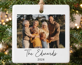 Personalized Family Photo Ornament, Custom Picture Christmas Bauble, First Xmas as Grandparents Gift, Family Memory Holiday Keepsake