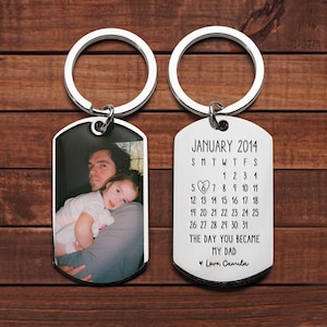 Regalo personalizado para el Día del Padre, llavero "El día que te convertiste en mi papá", llavero para abuelo, llavero con calendario personalizado, regalo para papá.