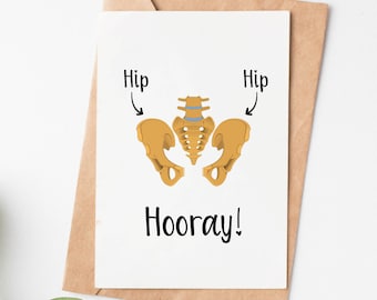 Funny Get Well Soon Card, Hip Replacement Surgery Card, Recovery Congratulations Card, New Hip Operation Card, Hip Hip Hooray Card