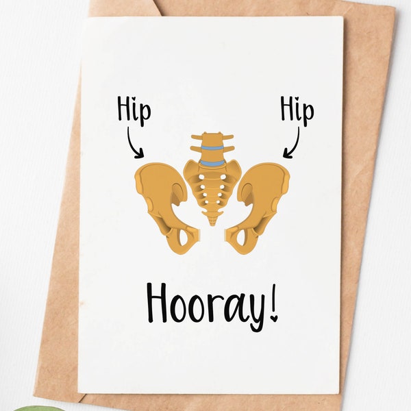 Funny Get Well Soon Card, Hip Replacement Surgery Card, Recovery Congratulations Card, New Hip Operation Card, Hip Hip Hooray Card