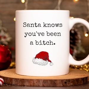 Lustige Weihnachtsmann-Kaffeetasse, Rude Christmas Mug, sarkastisches Weihnachtsgeschenk für Freund oder Kollegen, Weihnachtstasse, Weihnachtsgeschenk