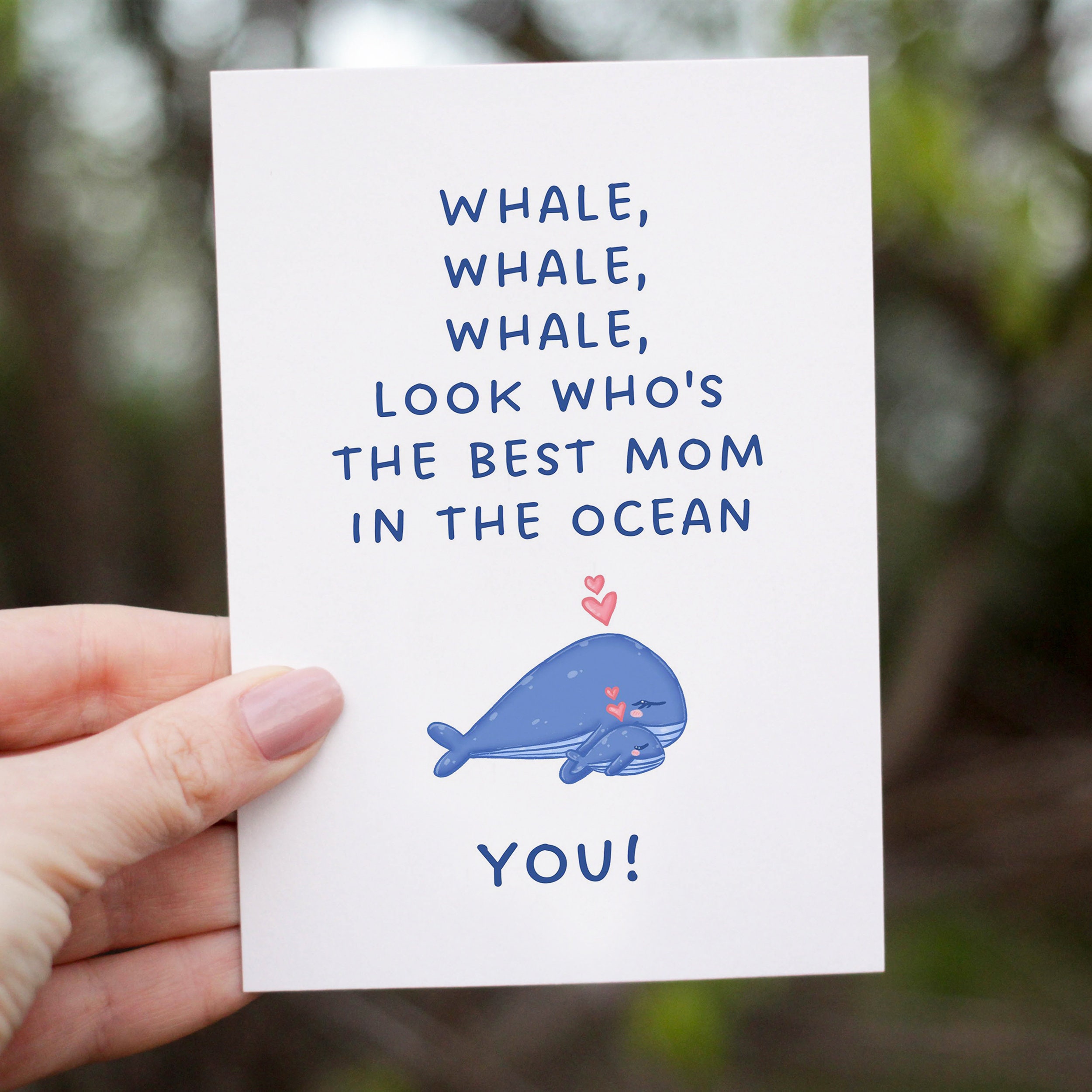 Whale Pun Mothers Day Card for Mom, Funny Mum Birthday Card From ...
