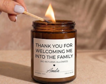 Funny Mothers Day Gift for Mother in Law, Personalized Welcome to Family Candle, MIL Wedding Gift from DIL, Step Mom Gift, Bonus Mom Candle