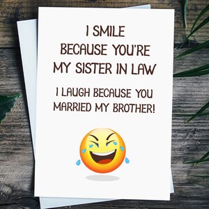 Funny Birthday Card For Sister In Law, Sister In Law Greeting Card, Sister-In-Law Christmas Card, Sister In Law Wedding Card