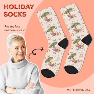 Funny Holiday Socks, Personalized Socks, Custom Face Socks, Retirement Gift, Christmas Gift for Grandma Grandpa, Nana Gift, Gag Gift